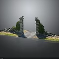 Rustic Stone Archway With Moss Covered Walls Pathway Grass And Stones