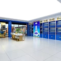 Meng Zhi Lan Liquor Specialty Store with Blue Facade Glass Doors and Display Shelves
