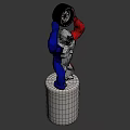 Red Blue White Humanoid Statue With Silver Cylindrical Base Holding Circular Clock Design Daily Necessity