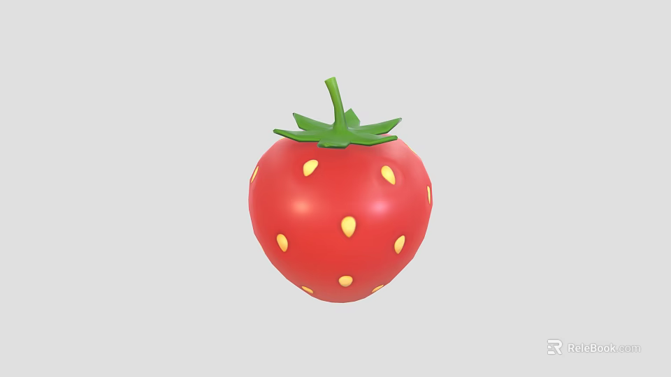 Fresh Red Strawberry With Green Leaves And Yellow Seeds For Healthy Snacks 3d model 
