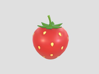 Fresh Red Strawberry With Green Leaves And Yellow Seeds For Healthy Snacks 3d model