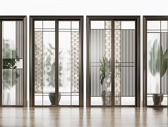 Modern sliding door aluminum alloy glass sliding door 3d model