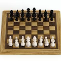 Wooden Chessboard With Black And White Chess Pieces For Board Game Entertainment