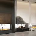 Modern fireplace background wall modeling wall 3d model