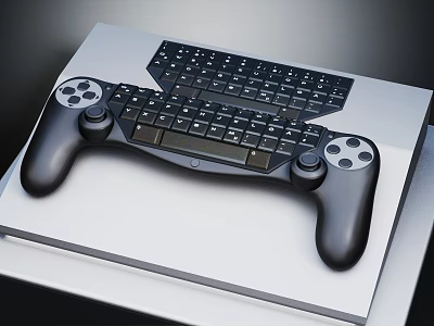 Innovative Electronic Game Controller Keyboard With Dual Joysticks And QWERTY Layout Design 3d model