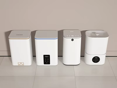 Sleek White Washing Machines Different Models Arranged In Modern Home Interior 3d model