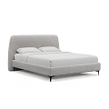 Modern Double Bed With Upholstered Gray Headboard White Mattress And Black Legs