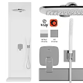 Modern White and Gray Faucet with Handheld Shower Head Control Panel and Chrome Finish