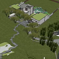 Garden Landscape Design With Curved Stone Path Trees Stone Walls And Lawn