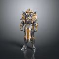 Ornamental Standing Armor Figurine In Golden Black Color For Home Decoration