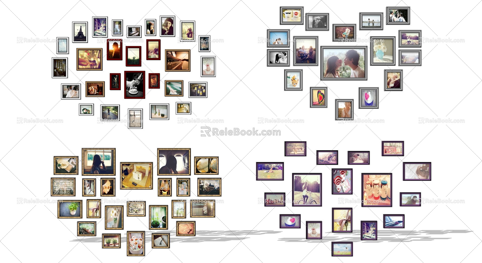 Modern Photo Wall Heart Photo Wall Combination 3d model