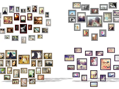 Creative Photo Wall Decor With Various Sized Frames And Diverse 3d model