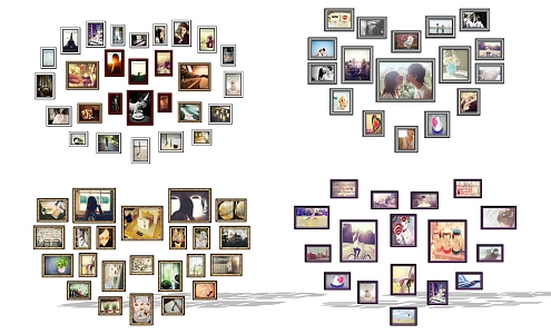 Modern Photo Wall Heart Photo Wall Combination 3d model