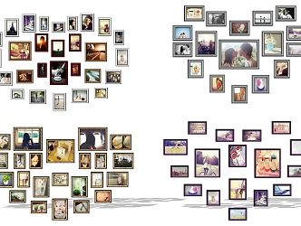 Modern Photo Wall Heart Photo Wall Combination 3d model