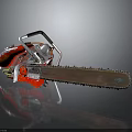 Red and White Chainsaw With Metal Chain Portable Design For Cutting Wood