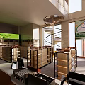 Supermarket Department Store with Product Shelves Shopping Carts and Bright Displays