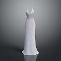 Elegant White Evening Gown With V Neck Sparkling Sequin Long Floor Length Design