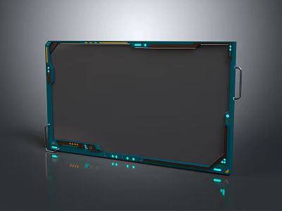 Modern Futuristic Tablet Display with Illuminated Blue Edges Functional Ports and Sleek Rectangular Frame 3d model