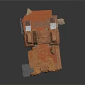 Rock Scene Component Featuring Archway Stone Pillars Red Ground And Gray Platform