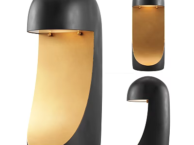 Modern Black And Gold Table Lamp With Unique Curved Design For Home Decor 3d model