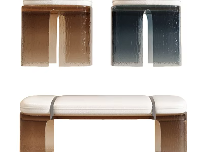 Modern Stylish Stools In Brown Black And White With Upholstered Seats 3d model