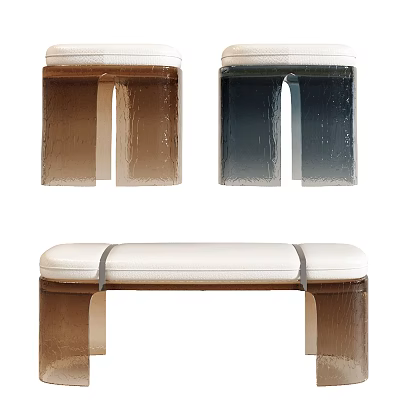 Modern Stylish Stools In Brown Black And White With Upholstered Seats 3d model