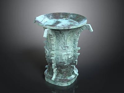 Ancient Bronze Living Utensil With Intricate Patterns And Unique Carved Design 3d model