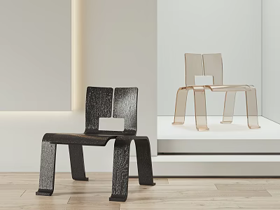 Modern Single Chair With Geometric Design In Black And Transparent Acrylic Styles 3d model