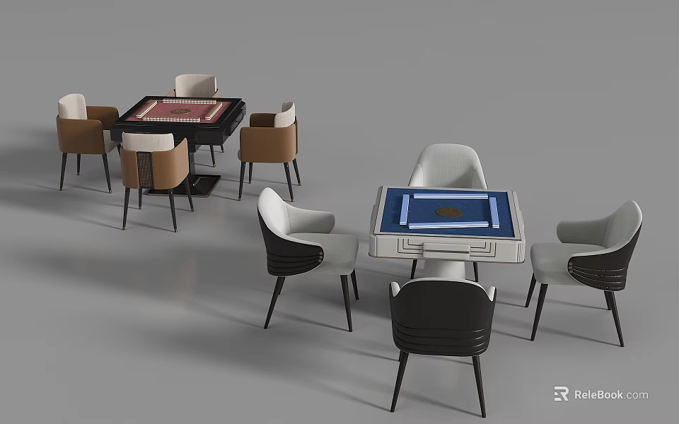 Modern Board Game Tables With Comfortable Chairs For Leisure Card Play Entertainment 3d model 