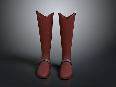 Comfortable Durable Red Long Boots With Adjustable Straps For Daily Wear 3d model