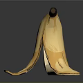Fresh Yellow Peeled Banana With Spread Out Peel On Dark Reflective Background