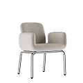Modern Soft Beige Fabric Upholstered Arm Chair With Polished Chrome Metal Legs For Home Decor