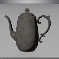Vintage Metallic Teapot With Decorative Lid Curved Spout And Handle