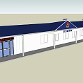 White Police Station Building Exterior With Blue Roof Emblem And Front Signage