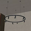 Modern Circular Chandelier With Multiple Lights In Perforated Wall Interior Design 3d model