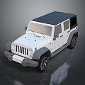 White Military Vehicle With Tough Exterior Large Tires And Dark Roof