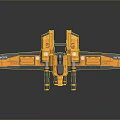 Yellow Metallic Futuristic Mechanical Craft With Multiple Components And Wing Structures 3d model