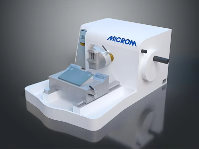 MICROM White Laboratory Microtome With Precision Sample Holder And Rotary Knob 3d model