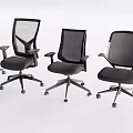 Modern Office Chairs With Mesh Back Adjustable Armrests And Rolling Wheels 3d model