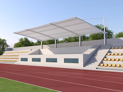 Modern White Tensile Sun Shade Canopy Designed For Outdoor Sports Stadium Grandstand Seating Area 3d model