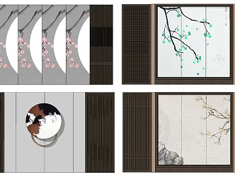 New Chinese background wall 3d model