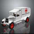 Vintage White Ambulance With Red Cross And Lifesaving Signage On Body