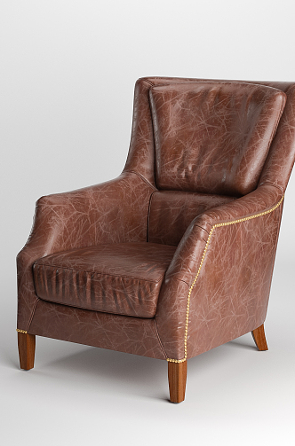 American Style Single Sofa Leather Sofa 3d model