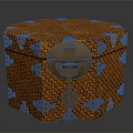 Octagonal Orange Woven Storage Box With Metal Clasp And Decorative Patterns 3d model