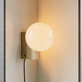 Round White Globe Modern Wall Lamp Brass Base Warm Light Corner Mounted Interior Light Wall 3d model