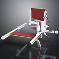 Adjustable Mechanical Workbench With Red Surface White Metal Frame And Wheels