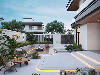 Modern courtyard landscape 3d model