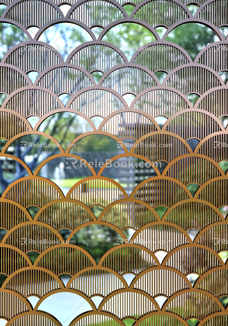 Hollow view wall partition screen background wall 3d model