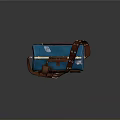 Practical Blue Leather Utility Bag With Brown Straps And Multiple Pockets