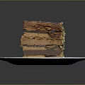 Delicious Layered Chocolate Cake With Creamy Layers And Nut Toppings On White Patterned Plate